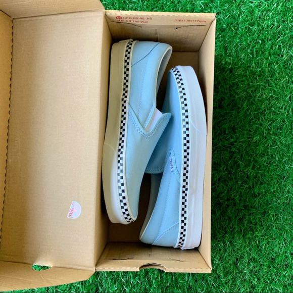 💕Vans Classic Slip On Check Foxing Cool Blue💕 - Picture 7 of 7